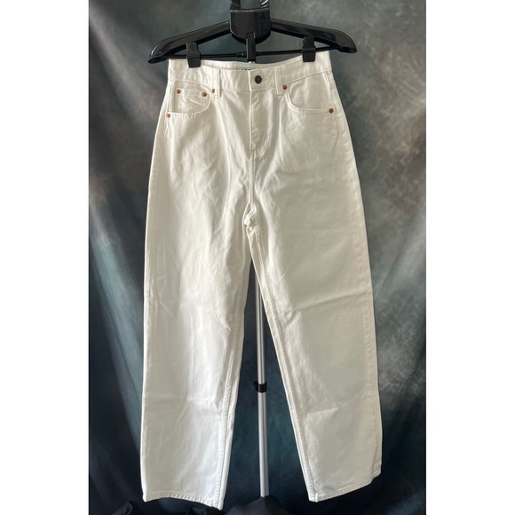 Motel Rocks Denim - New Motel Parallel Jeans 43 White Straight Leg High‎ Rise Denim Pants S/31L